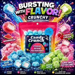 Super Sour BlueRazz Crunches 4 oz bag, Freeze Dried Candy- candy crunch, Fun sour treat