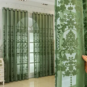1pc   Luxury Vintage Jacquard Summer Transparent Curtain, Top Ring Hanging, Suitable for Living Room Bedroom Balcony Kitchen Decor