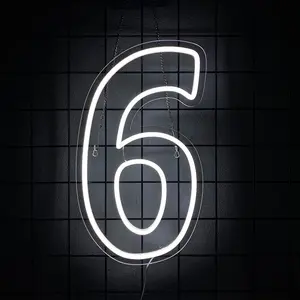 Number 6 Light Up LED Neon Sign Backdrop Birthday Party Decor Warm White Number One Light Up Sign USB Powered Big Number Sign Light for Birthday Night Light Party Anniversary Wedding