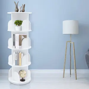 360-Degree Rotating Bookcase - Minimalist Floor Standing Storage Rack for Kids and Students  Floor Bookshelf