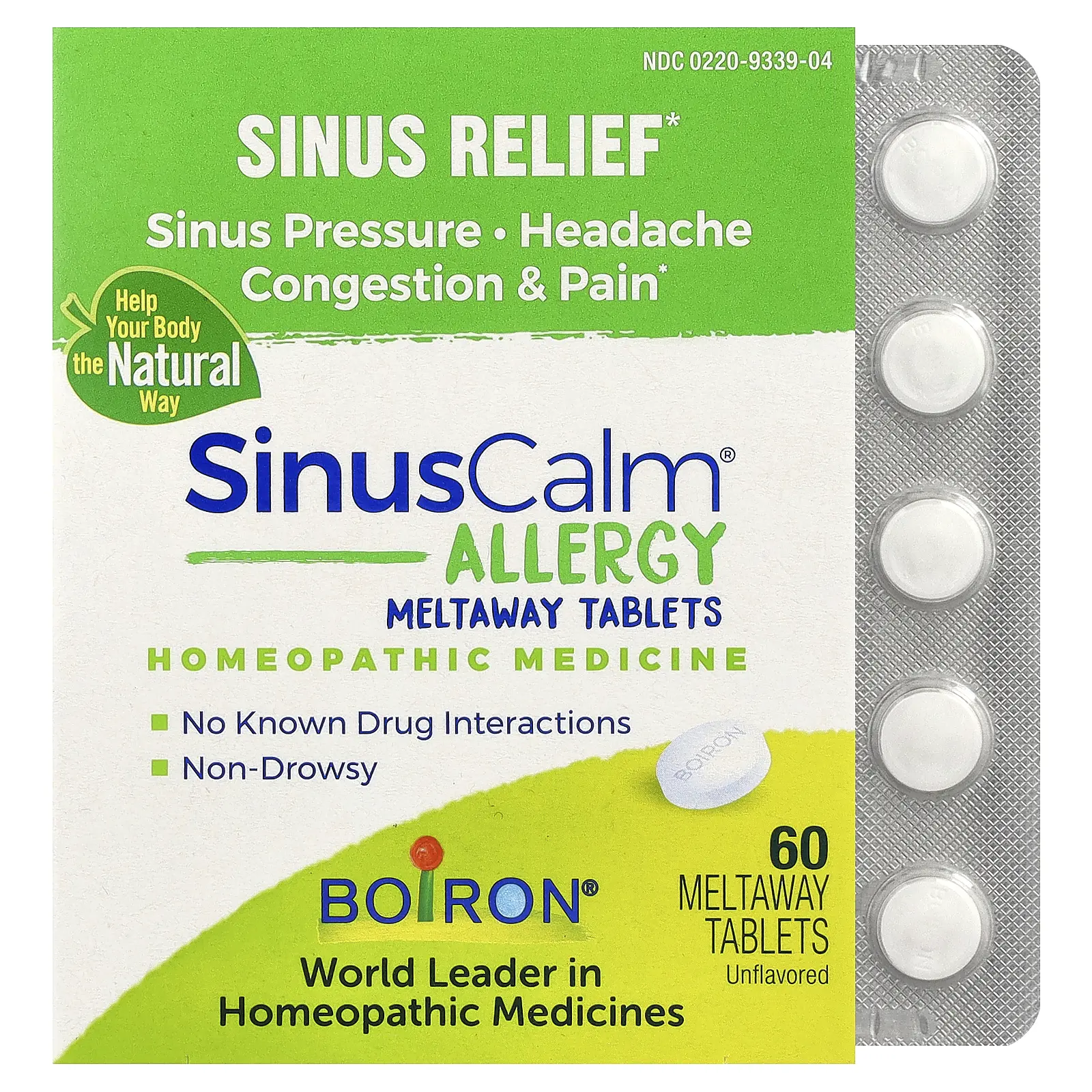 Boiron SinusCalm® Allergy, Unflavored, 60 Meltaway Tablets | HSA/FSA Eligible