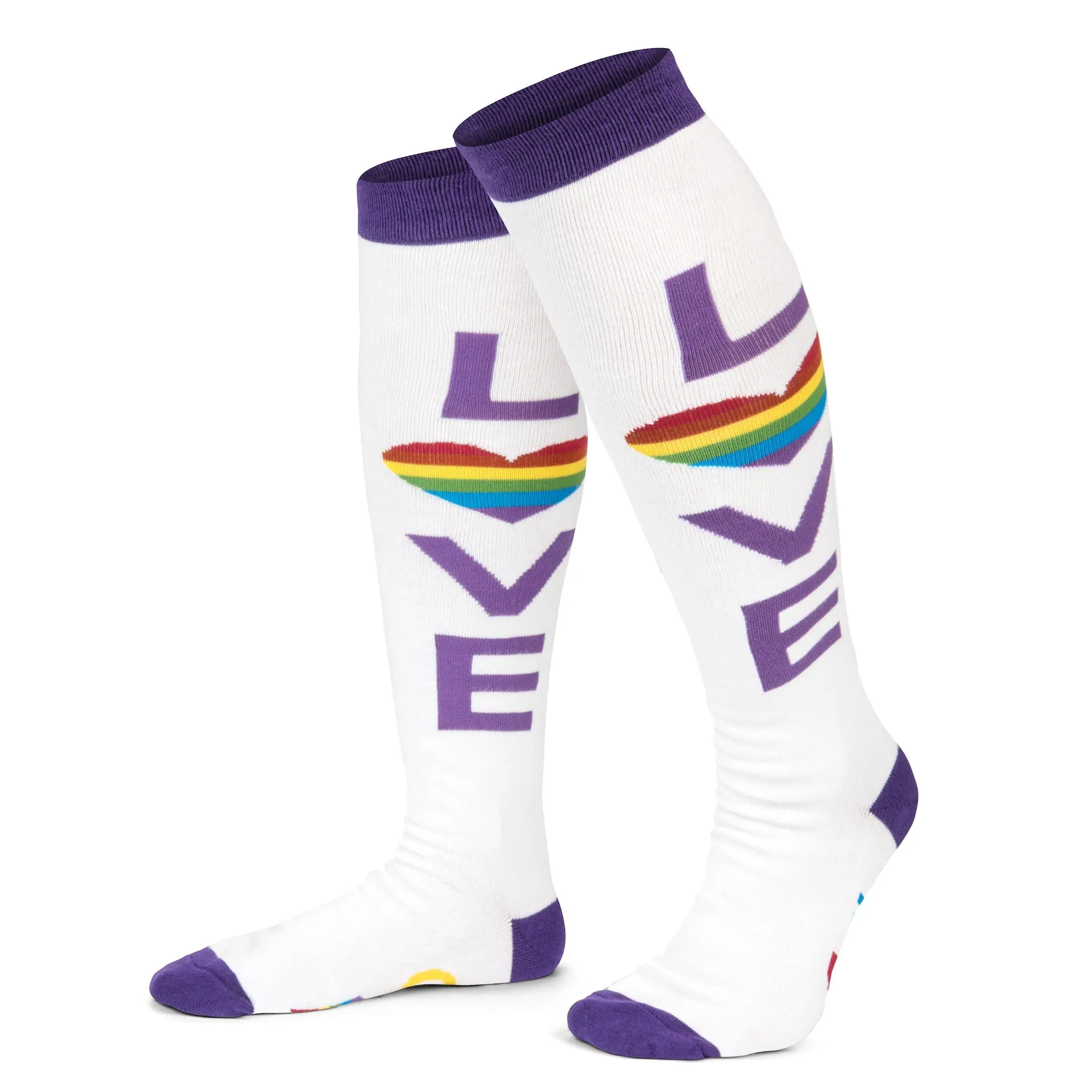 Rainbow Pride Knee High Socks - Colorful Design, Comfortable Fit, Ideal for Pride Events and Casual Wear