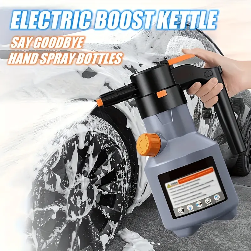 2L Electric Car Wash Foam Gun, Handheld Foam Sprayer, Car Wash Tools, Wireless Cleaner for Cars and Yards, Wireless Operation, with USB charging, large-capacity water tank, portable design and safety valve, suitable for car detailing, RVs and motorcycles