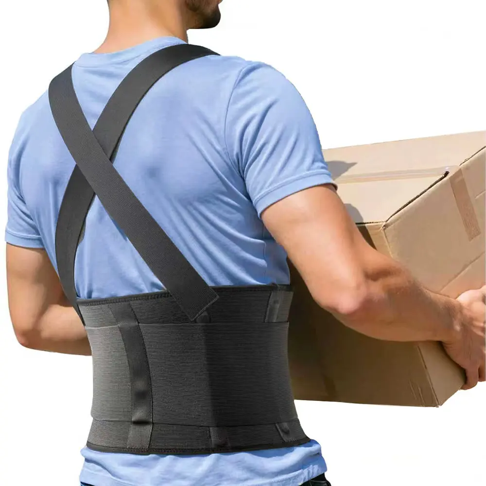 Work Waist Trainer for Men & Women Adjustable Waist Belt with Shoulder Straps Waist Cincher Girdles with Hook and Loop Fastener Abdominal Binder Wrap Support