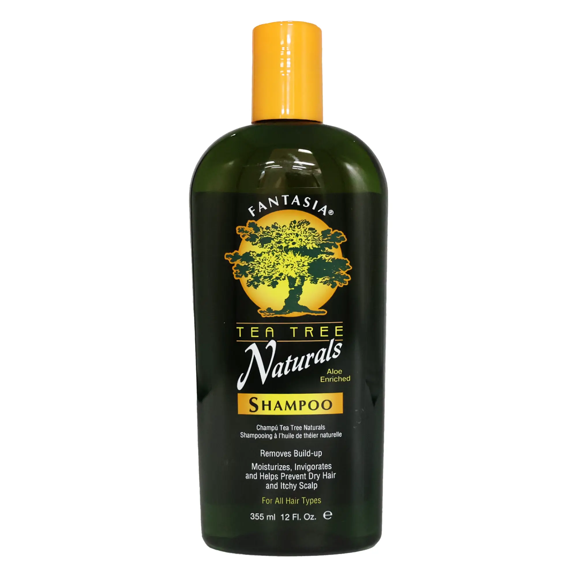 Fantasia IC Tea Tree Naturals 12 oz Liquid Hair Shampoo Cleanser - Unisex Adults' Daily Hydrating Scalp Care for Dry Hair with Natural Ingredients, Tea Tree Oil, Aloe Softness, Nettle Infusion, Peppermint, Rosemary, Chamomile, Buildup Removal, Invigorates