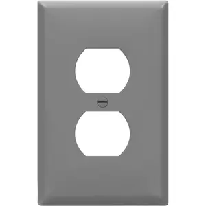 Duplex Receptacle Outlet Wall Plate, Electrical Outlet Cover, Gloss Finish, Mid-Size 1-Gang 4.88" X 3.11", Unbreakable Polycarbonate Thermoplastic, UL Listed, 8821M-GY, Gray