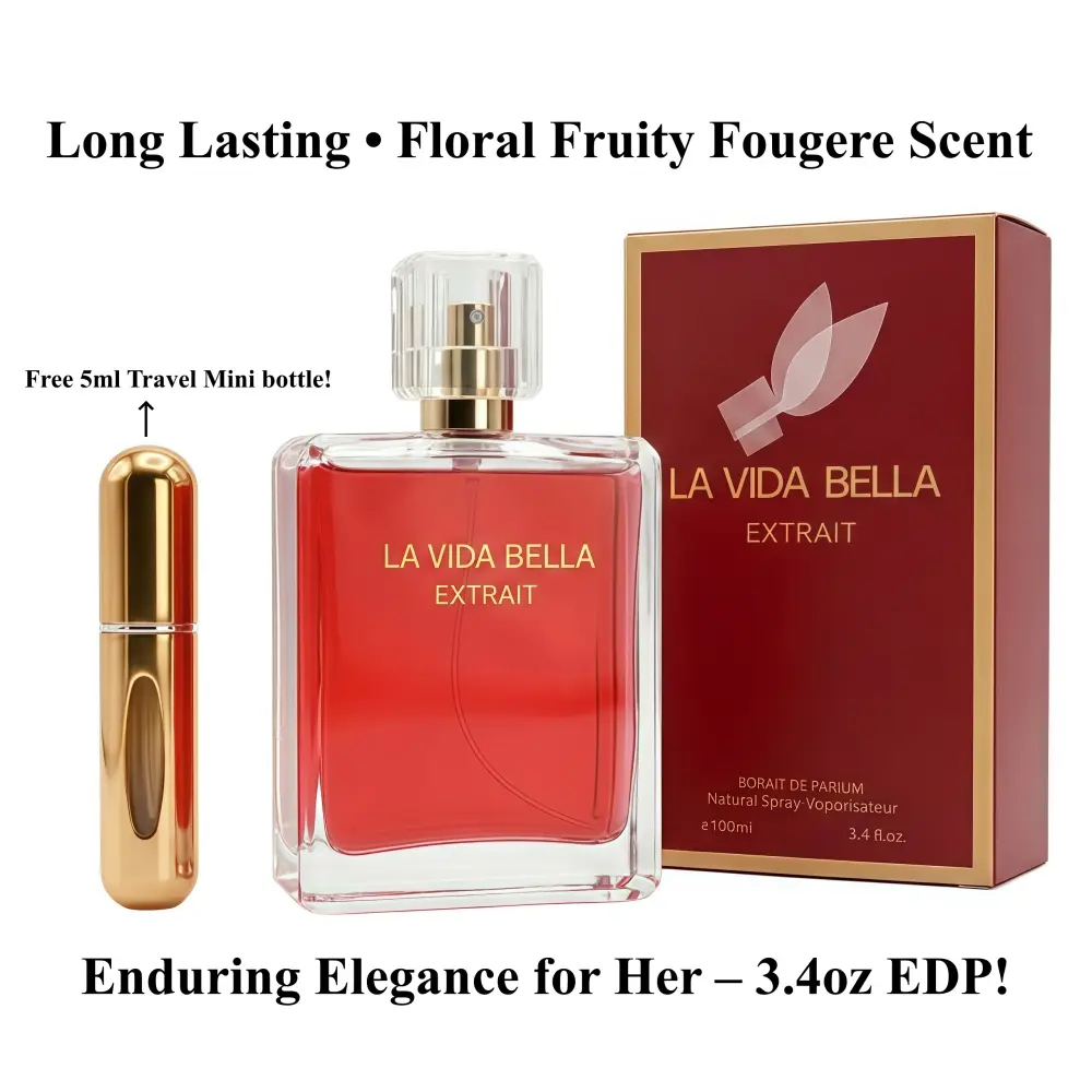 Fruity Floral Perfume for Women + Free 5ml Travel Spray – 3.4oz Eau de Parfum, Long Lasting Day to Night Scent, Perfect for Office & Date Night