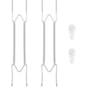 2 Pack Plate Hangers for The Wall, Suitable for 12-16 inch Art Plate, Stainless Steel Invisible Heavy Duty Wire Plate Holder with Wall Hooks, Plate Hangers for Displaying Plates, Platter, Dish, Silver