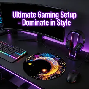 Fashionable Moon Shape Mouse Pad, Non-Slip Rubber Base, Small Desktop Mat for PC/laptop, Gaming/mouse Pad, Office Use, Gift for Women - 7.87 Inches