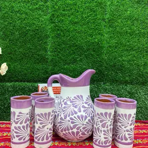 Relieve Pitcher Color Lila Set Glass.