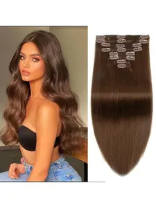 Clip in Hair Extensions Real Human Hair 8pcs Natural Black chocolate honey Highlight Ombre Honey Blonde Human Hair Clip in Extensions Seamless Invisible Clip-ins 100% Remy Human Hair Extensions for Women Soft Double Weft Hair Multiple colors available