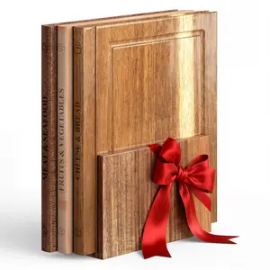 Book Shaped Cutting Board Set with Stand, 3PCS  Book Cutting Boards, Library Chopping Board Set for kitchen, Juice Groove, Three categories of tags ki chen