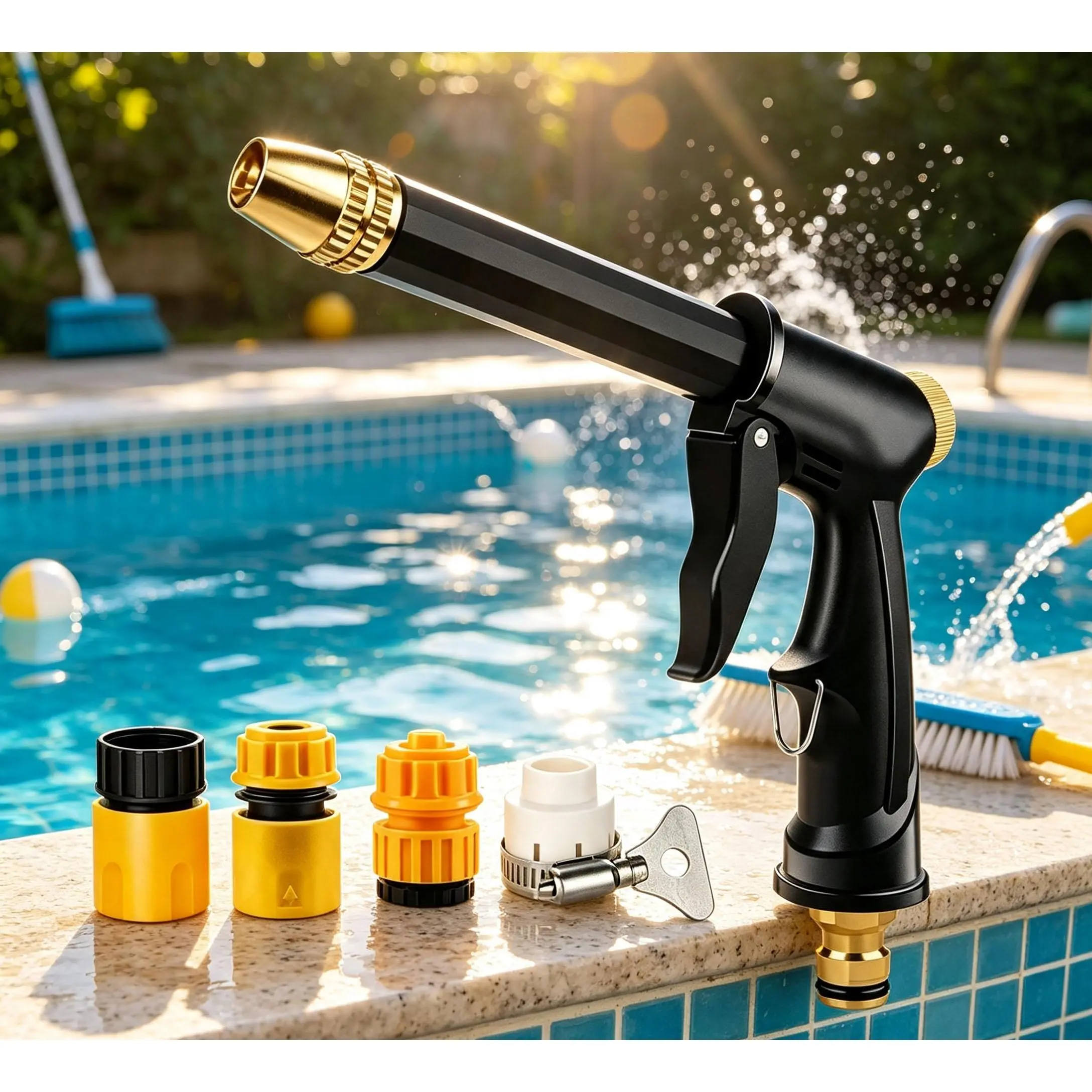 Ergonomic Handheld Adjustable Multi-Mode Waterproof High-Pressure Water Sprayer Nozzle, Multi-Functional Hose Attachment, Cleaning Supplies for Car Washing, Yard Watering