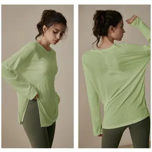 Yoga clothes women's autumn and winter running sports loose blouse T-shirt Pilates training long-sleeved top fitness wear