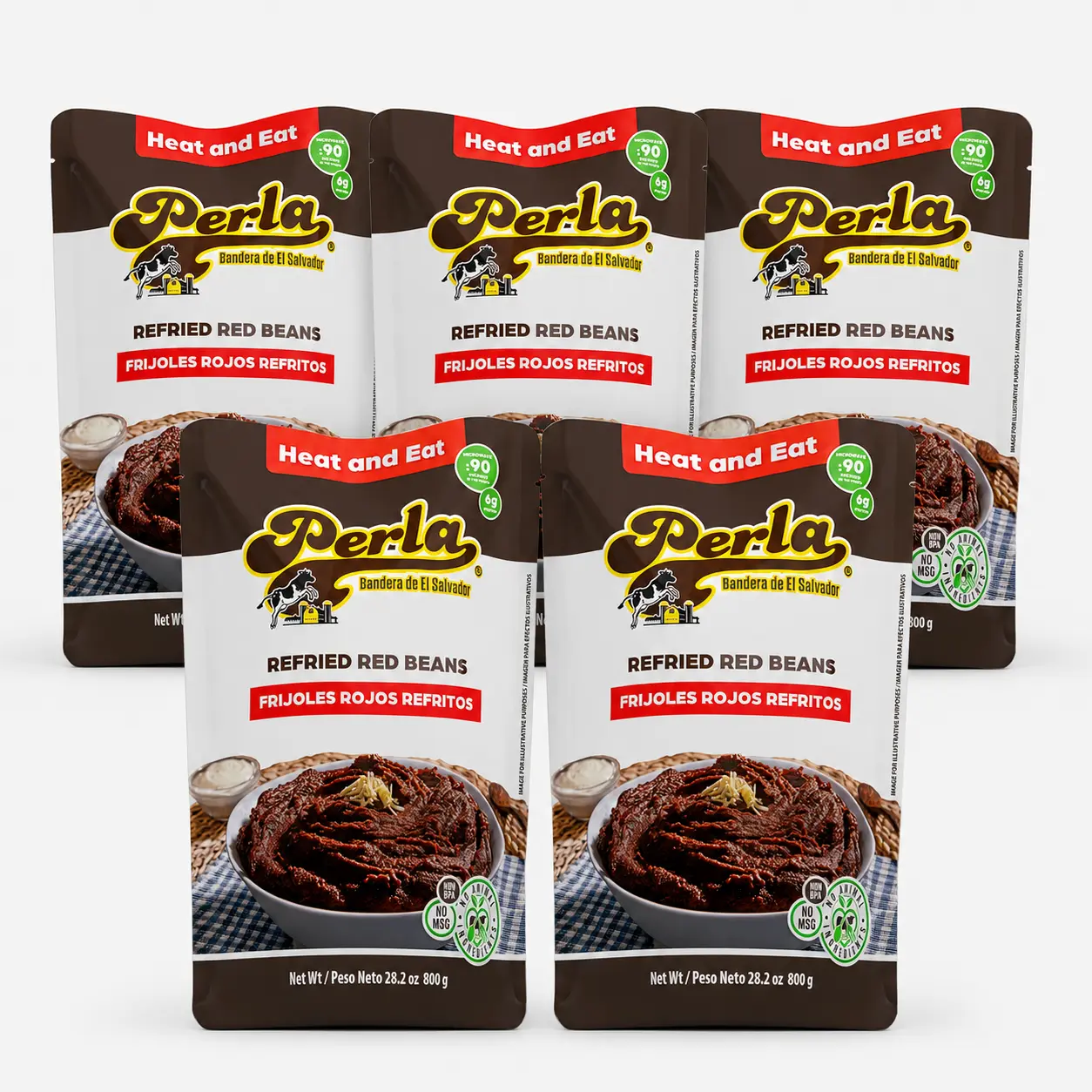 Perla Canned Refried Red Beans (Frijoles Rojos Refritos) - Gluten-Free, Vegetarian-Safe, 5-Pack Pantry Food