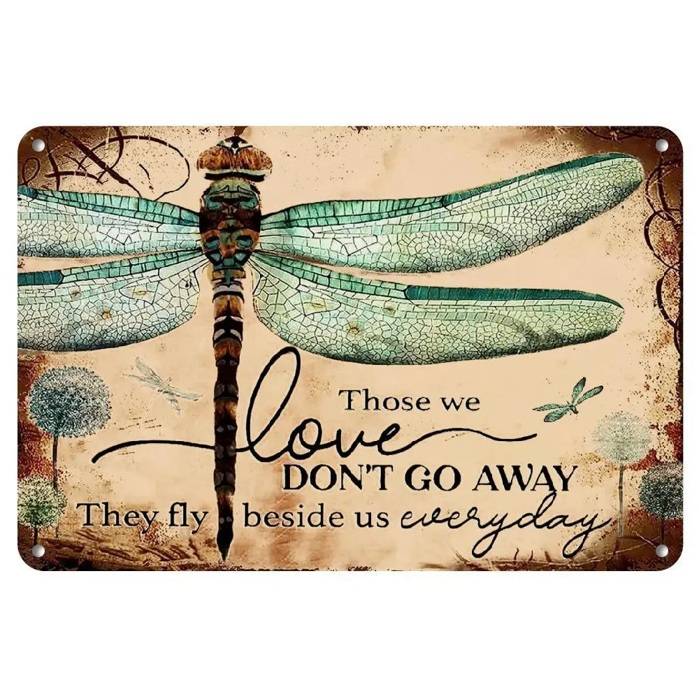 Vintage Dragonfly Metal Wall Art - Rustic Home Decor with Inspirational Quote, Perfect for Living Room, Garden, or Office - Unframed, Modern Style
