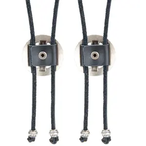 Punk Necktie Bolo Tie Carving Cross Western Cowboy Necklace Accessory