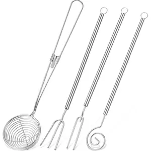 4 count Candy Dipping  Tools Set 3-prong Dipping Fork, Fondue Fork, Spear, Slotted Spoon for  Chocolates, Pralines and Truffles