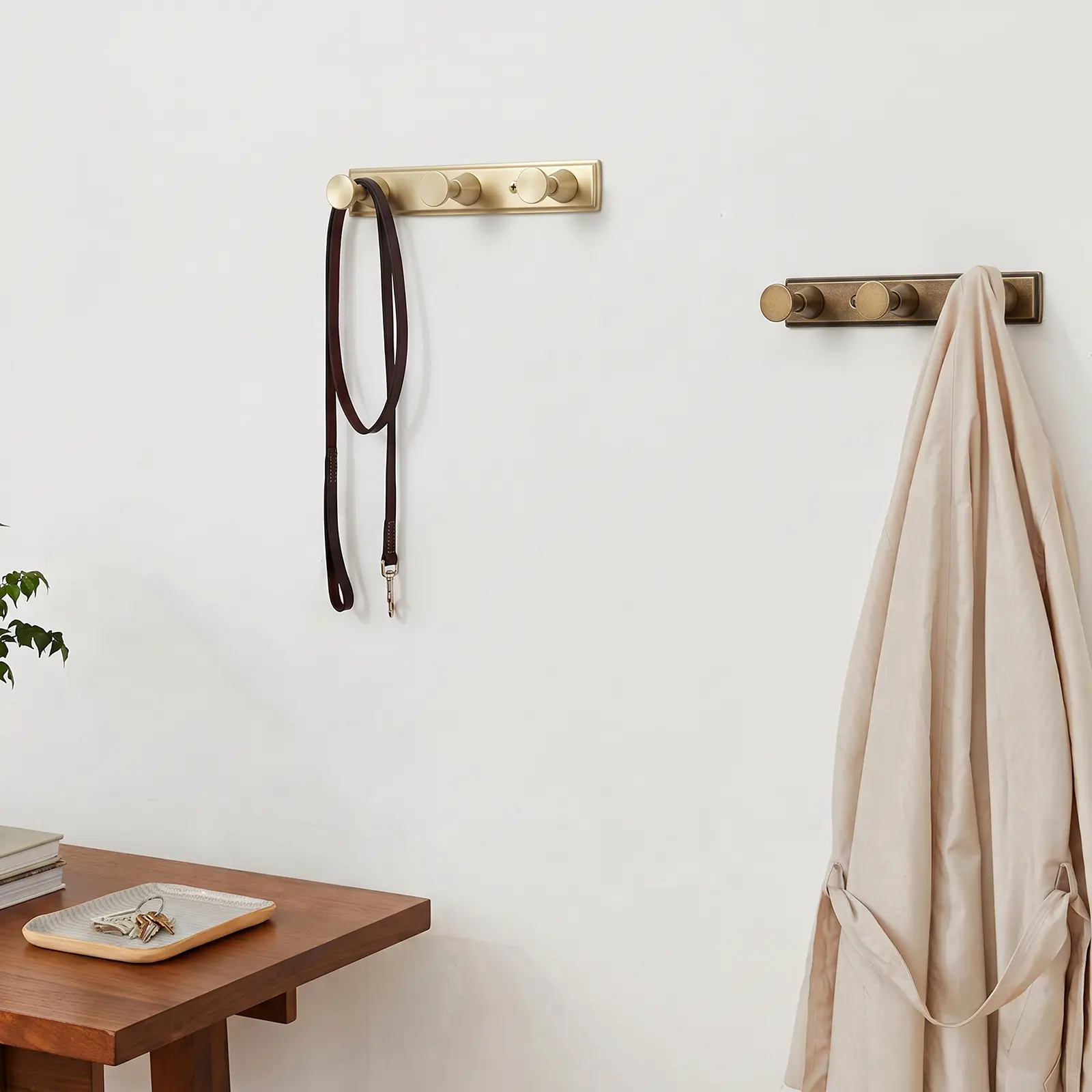 1 Pack Coat Rack Wall Mounted Zinc alloy Backplate With 3 Aluminum Hooks，Modern Decorative Wall hooks for Clothes,Keys, Robes,Purse,Towels,Bags,Backpack