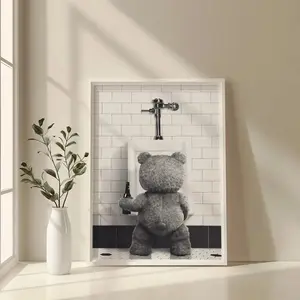 Funny Bathroom  Art, Ted Movie Bathroom Poster, Bar Cart Print, Black and White, Tv Show Poster, Kids Bathroom Decor, Funny Home Decor Kitchen Box Frames Paintings  decor wall