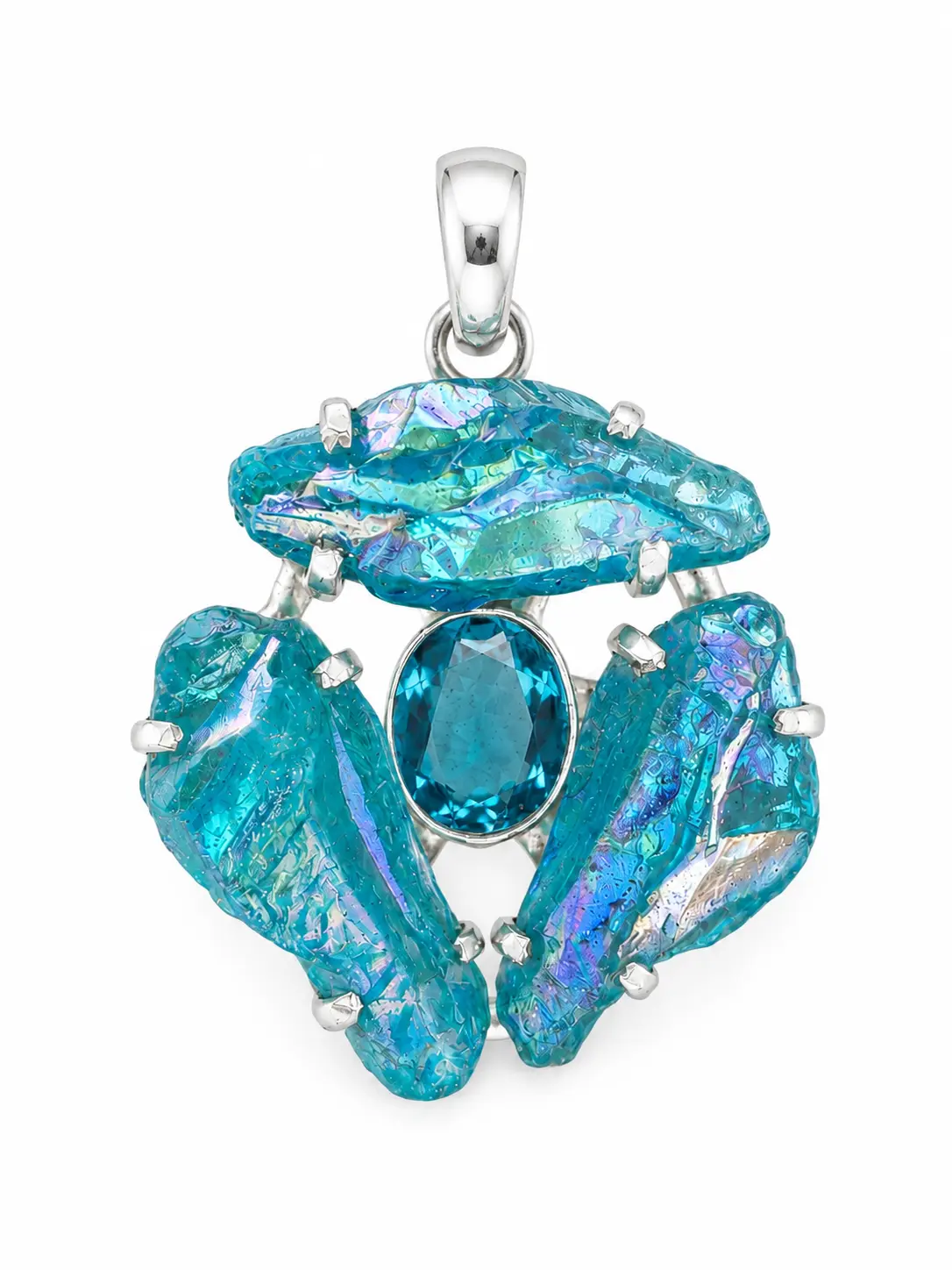 Aura Quartz & Blue Topaz Statement Pendant