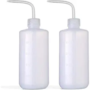 2pcs 500ml/17oz Safety Wash Bottle Green Plastic Squeeze Bottle for Medical Label Soap Cleaning