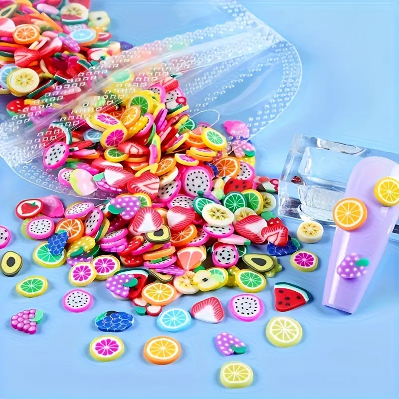 10g/bag Fruit letter flower mixed soft polymer clay slice epoxy resin mold filler - fragrance free for nail art decoration, Nail Art Design, DIY craft jewelry making, craft making, Flower Nails, Nail Art Products, Nail Art Supplies