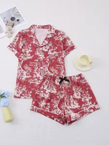 Women's Casual Home Wear Set, Loose-Fitting Short Pants & Top, Comfortable Daily, Ideal for Relaxing at Home