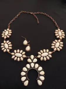 Turquoise Style Necklace & Earrings Set Western Jewelry -046