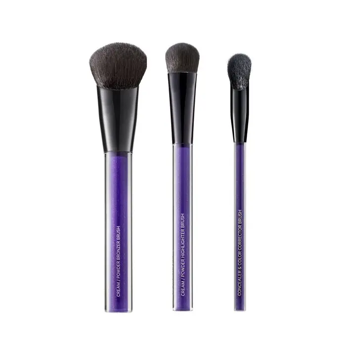 Kevyn Face Brush Set - 3 Brushes for Powder & Cream - Professional-Grade Synthetic Fibers