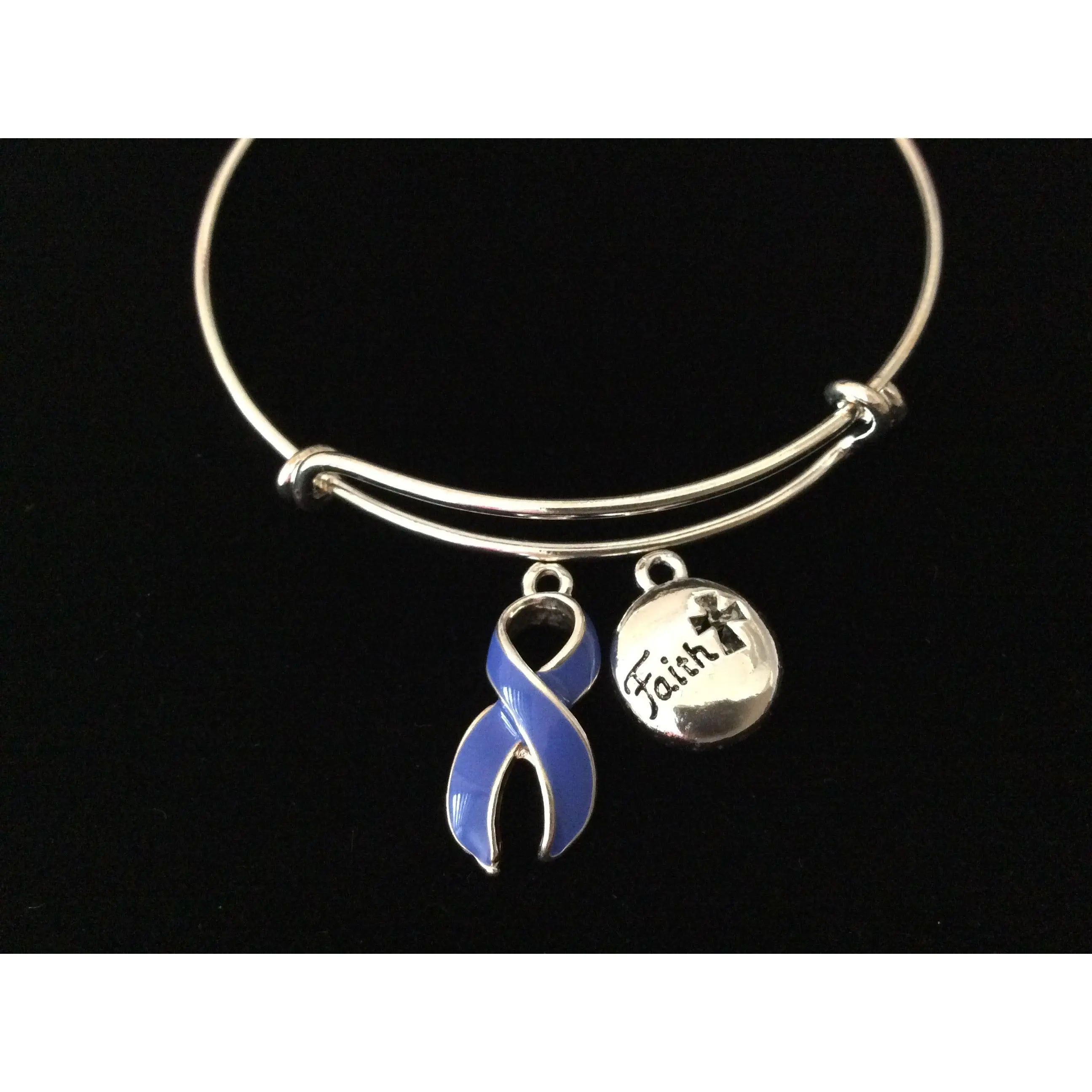 Periwinkle Awareness Ribbon Expandable Charm Bracelet Adjustable Bangle Faith Gift Stomach Cancer Awareness