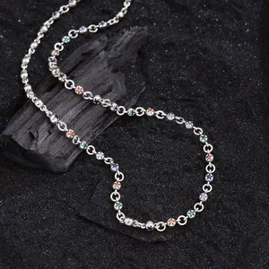Women's Multicolor Zircon Artificial Gems Necklace - Punk-Hip Hop Style Sweater Chain, Bead/Crystal/Embedded Stones Embellished Edgy Expressive Costume Jewelry for Everyday Wear, Gift, Bead Embellished Necklaces, Crystal Embellished Necklaces