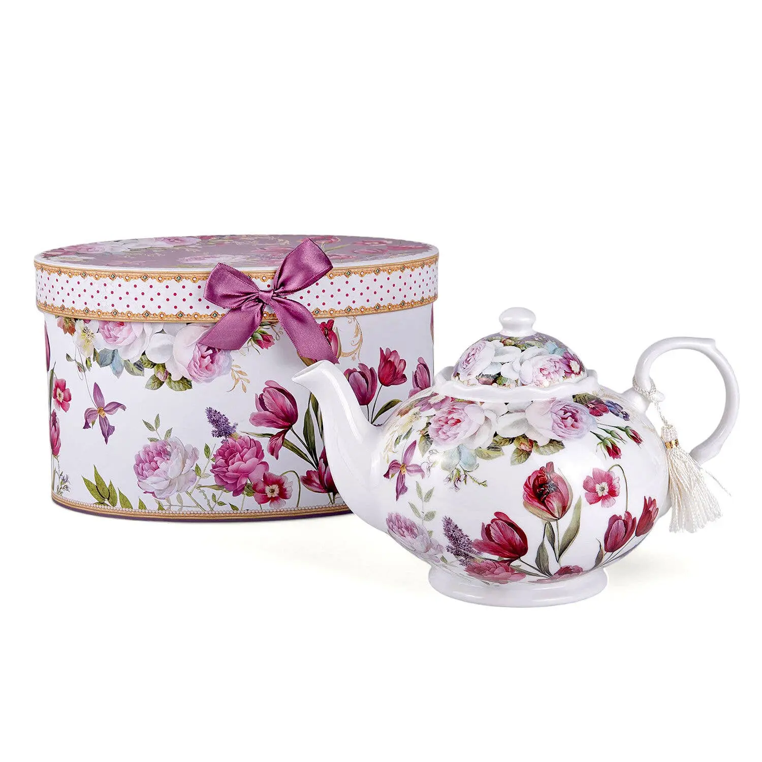 Tulips Porcelain Teapot in Gift Box