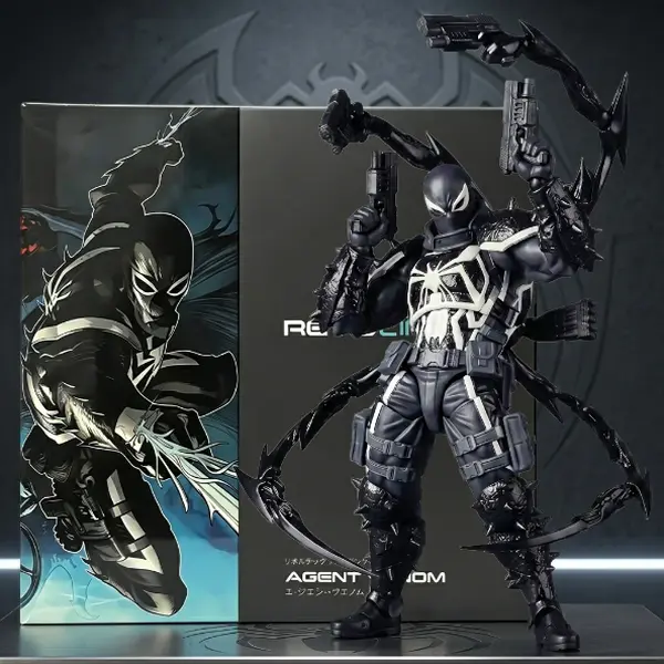 Marvel Agent Venom & Agent Anti-Venom Military Action Figures, 6-in 1:12 Scale Flash Thompson Symbiote Collectibles for Ages 12+, with Articulated Joints, Tendrils, Tactical Accessories & Extra Hands
