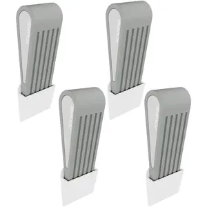 4 Pack Rubber Door Stopper Wedge - Grey Non-Slip Soft TPR High-Elastic & Zinc Alloy Metal Material Door Stops for Bottom of Heavy Duty Door Wall Protector for  & School with Self Adhesive Holder