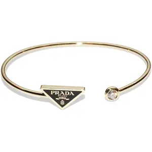 Pre-owned PRADA 18K Yellow Gold (Au750) Small Leather Goods Eternal Gold Au750 Diamond Bracelet Size 17