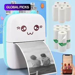 Ink-free Printing Mini Printer, Printing Machine, 1 Set Portable Thermal Printer with 5 Rolls Thermal Printing Paper & 5 Rolls Self-adhesive Printing Paper, Birthday Gifts #GLOBAL PICKS