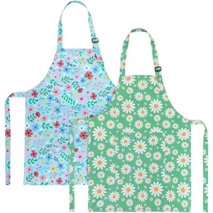 2 Pack Kids Apron, Cute Cooking Aprons, Waterproof Art Apron with Pockets, Toddler Painting Artist Apron Adjustable