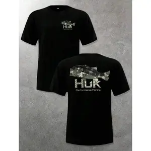 🎣 HUK Camo Bass Fish Graphic T-Shirt – Men's Crewneck Fishing Tee, 220g Heavyweight Cotton Summer Shirt, Angler Apparel, Viral TikTok Made Me Buy It, Outdoor Streetwear, Gift for Fishermen & Bass Lovers