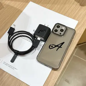 6 Piece Set Transparent Cartoon Phone Case, Charger Head Cover, Cable Protector, Storage Rope, Data Line Protection, iPhone 6-17 Pro Max