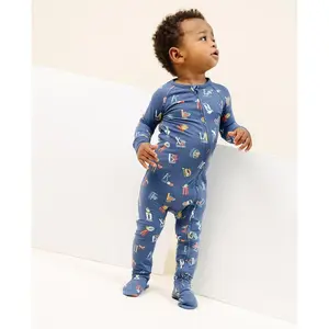 Ultimate Zip Footie in Good Vibes ABC Navy | Babies & Toddlers