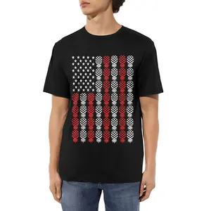 Cotton Graphic Tees, Men's Streetwear Gifts: Festival & Vacation Outfits Upside Down Pineapple US Flag Swinger USA Patriotic T-Shirt