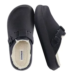 CUSHIONAIRE Women's Fable Recovery Clog with Faux Fur Lining and +Comfort Black 8