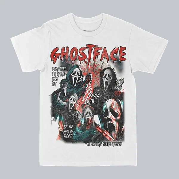 Ghost Face Scream Horror T-Shirt, Horror Movie Graphic Scream Tee, Vintage Style, Streetwear For Fans