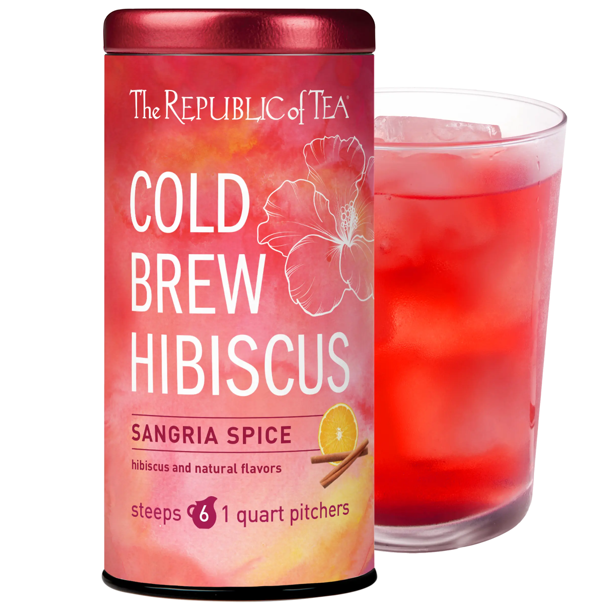 The Republic of Tea – Cold Brew Hibiscus Sangria Spice Iced Tea, Large Herbal Iced Tea Pouches, Steeps Six One-Quart Pitchers