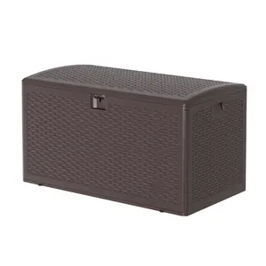 120 Gallon Large Outdoor Deck Box Waterproof | Lockable Storage Bench with Gas Struts, 500lbs Capacity Heavy Duty Resin Box for Patio Cushion, Garden