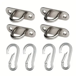 8pcs Stainless Steel Pad Eye Board U-Shaped Hook Wall Mounting, Boat Hoist Ring and Buckle, Durable and Secure Fastening Solution