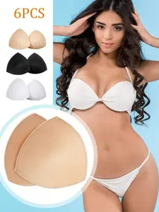 6pcs Triangle Sponge Bra Inserts Swimsuit Padding Breathable Thin Sports Tank Washable Underwear Bra Pads