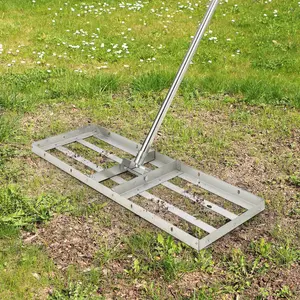Lawn Leveling Rake, Hand-Pushed Ground Leveler Tool with 180° Flexible Rotation & Long Handle, Yard Leveling Rake for Yard Garden Golf Course Farm