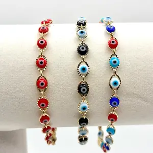 Evil Eye Bracelet – Pulsera Ojo Turco - 14K Gold-Plated (Blue, Red, Multicolor) 7”–8.5”